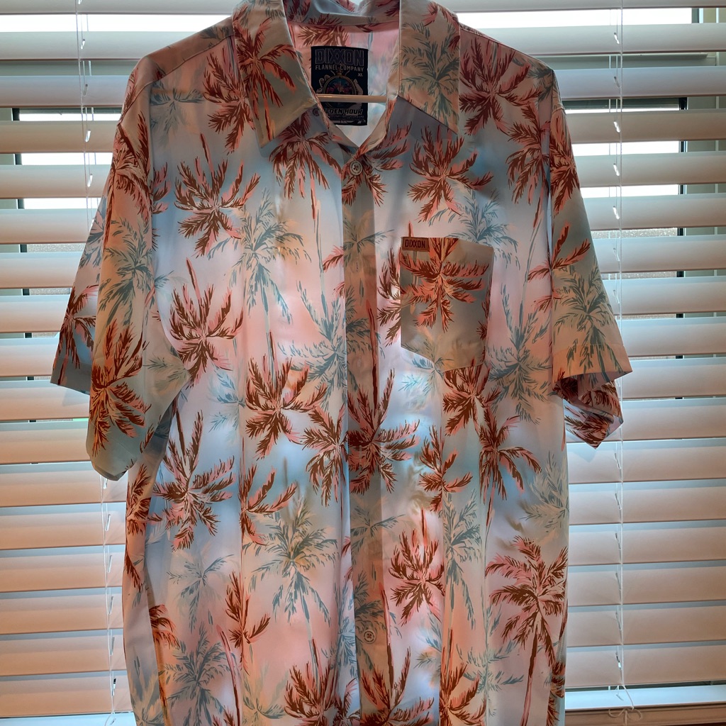 Dixxon Palm Print Men's Shirt - Pink And Blue